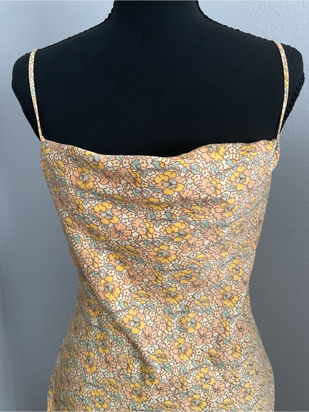 Urban Outfitters Yellow Floral Spaghetti-Strap Midi Dress- Small - Picture 3 of 5